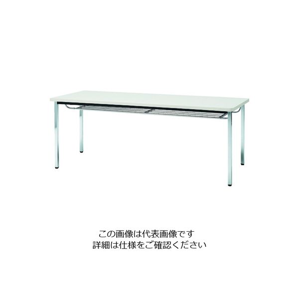 トラスコ中山 TRUSCO 会議用テーブル 1800X450XH700 下棚付 丸脚 ホワイト TDST1845-W 1台 208-2316（直送品）