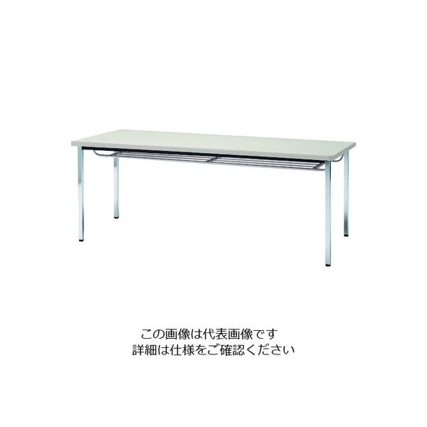 トラスコ中山 TRUSCO 会議用テーブル 1800X450XH700 下棚付 丸脚 ニューグレー TDST1845-NG 1台（直送品）