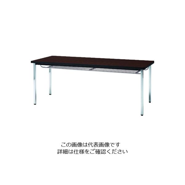 トラスコ中山 TRUSCO 会議用テーブル 1800X450XH700 下棚付 丸脚 ローズ TDST1845-RO 1台 208-2318（直送品）