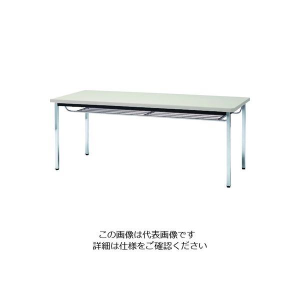トラスコ中山 TRUSCO 会議用テーブル 1800X600XH700 下棚付 丸脚 ニューグレー TDST1860-NG 1台（直送品）