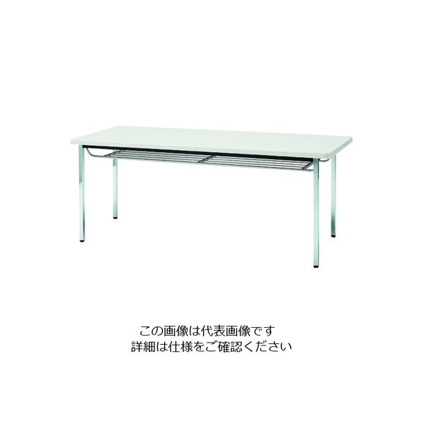 トラスコ中山 TRUSCO 会議用テーブル 1200X600XH700 下棚付 丸脚 ホワイト TDST1260-W 1台 208-2296（直送品）