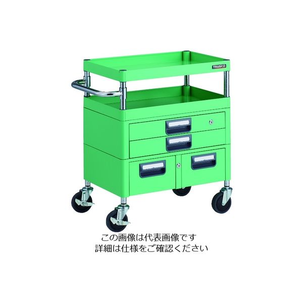 TRUSCO ツールワゴン フェニックスワゴン 抗菌 省音 600X400XH740 引出付 ヤンググリーン PEW-762XW-YG 1台（直送品）