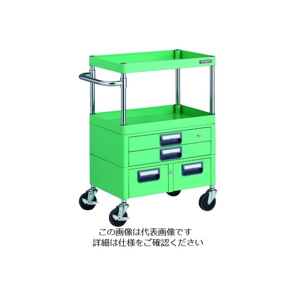TRUSCO ツールワゴン フェニックスワゴン 抗菌 省音 600X400XH880 引出付 ヤンググリーン PEW-962XW-YG 1台（直送品）