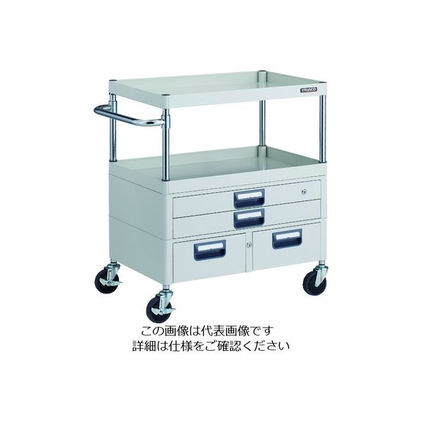 TRUSCO フェニックスワゴン 抗菌 省音 750X500XH880 引出付 PEW-972XW