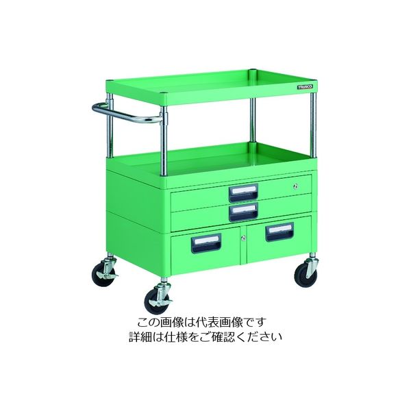 TRUSCO ツールワゴン フェニックスワゴン 抗菌 省音 750X500XH880 引出付 ヤンググリーン PEW-972XW-YG 1台（直送品）