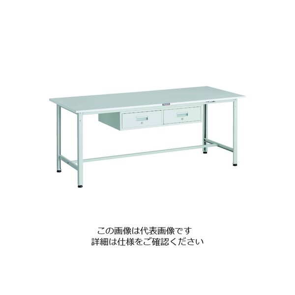 TRUSCO 軽荷重作業台(300kg)AE型 1800X750XH740 2列引出し付 ホワイト色 RAE-1800FL2 W 1台（直送品）