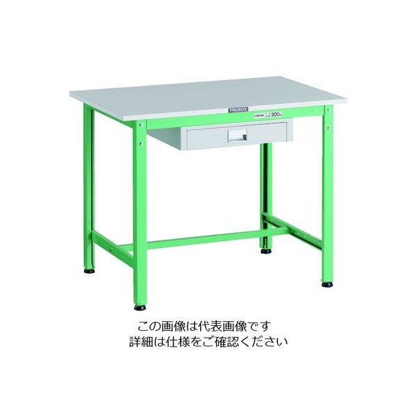TRUSCO 軽荷重作業台(300kg)AE型 900X600XH740 薄型1段引出し付 ヤンググリーン色 RAE-0960UDC1 YG（直送品）