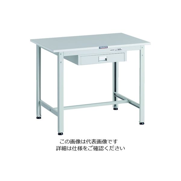 TRUSCO 軽荷重作業台(300kg)AE型 900X600XH740 薄型1段引出し付 ホワイト色 RAE-0960UDC1 W 1台（直送品）