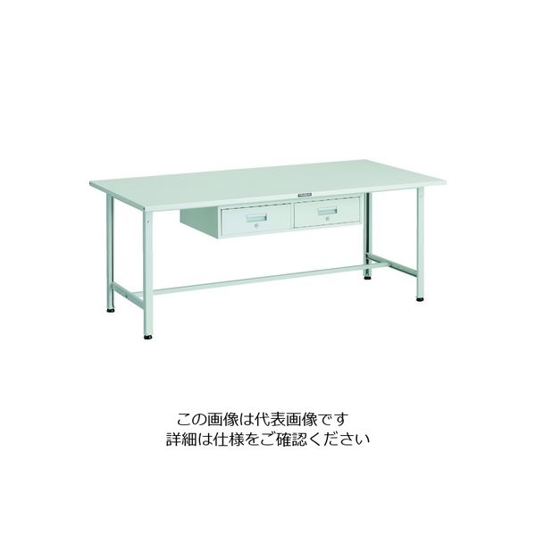 TRUSCO 軽荷重作業台(300kg)AE型 1800X900XH740 2列引出し付 ホワイト色 SAE-1809FL2 W 1台（直送品）