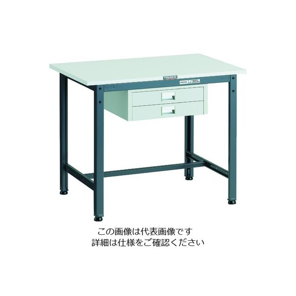 TRUSCO 軽荷重作業台(300kg)AE型 900X600XH740 薄型2段引出し付 ダークグレー色 AE-0960UDC2 DG（直送品）