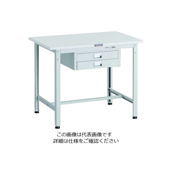 TRUSCO 軽荷重作業台(300kg)AE型 900X600XH740 薄型2段引出し付 ホワイト色 AE-0960UDC2 W 1台（直送品）