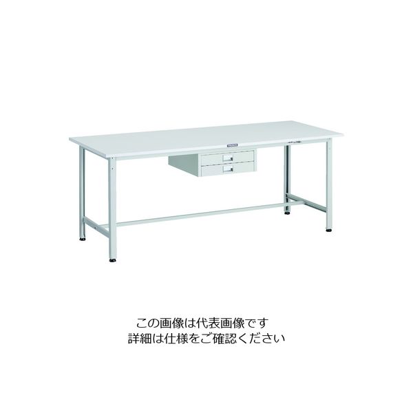 TRUSCO 軽荷重作業台(300kg)AE型 1800X750XH740 薄型2段引出し付 ホワイト色 AE-1800UDC2 W 1台（直送品）