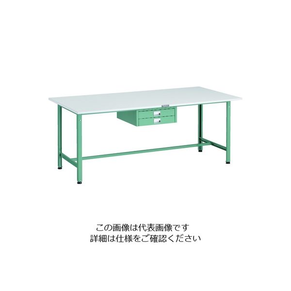 TRUSCO 軽荷重作業台(300kg)AE型 1800X900XH740 薄型2段引出し付 グリーン色 AE-1809UDC2 1台（直送品）