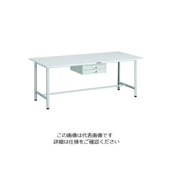 TRUSCO 軽荷重作業台(300kg)AE型 1800X900XH740 薄型2段引出し付 ホワイト色 AE-1809UDC2 W 1台（直送品）