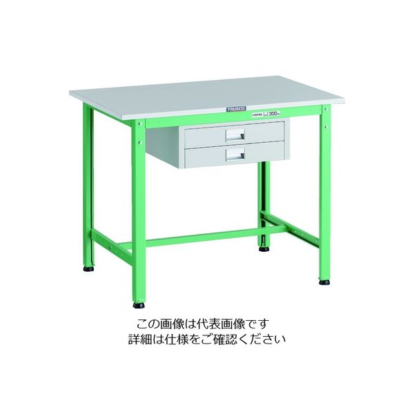 TRUSCO 軽荷重作業台(300kg)AE型 900X600XH740 薄型2段引出し付 ヤンググリーン色 RAE-0960UDC2 YG（直送品）