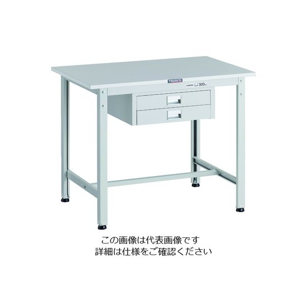 TRUSCO 軽荷重作業台(300kg)AE型 900X600XH740 薄型2段引出し付 ホワイト色 RAE-0960UDC2 W 1台（直送品）