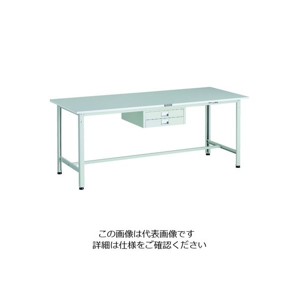 TRUSCO 軽荷重作業台(300kg)AE型 1800X750XH740 薄型2段引出し付 ホワイト色 RAE-1800UDC2 W 1台（直送品）