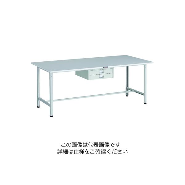 TRUSCO 軽荷重作業台(300kg)AE型 1800X900XH740 薄型2段引出し付 ホワイト色 RAE-1809UDC2 W 1台（直送品）