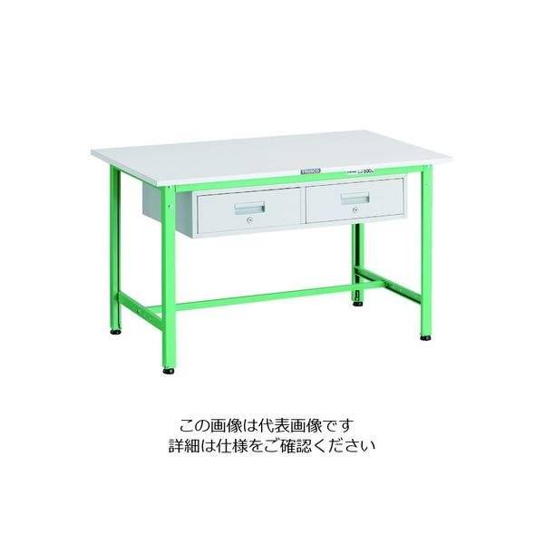 TRUSCO 軽荷重作業台(300kg)AE型 1200X750XH740 2列引出し付 ヤンググリーン色 RAE-1200FL2 YG（直送品）