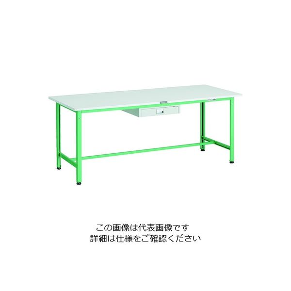 TRUSCO 軽荷重作業台(300kg)AE型 1800X750XH740 薄型1段引出し付 ヤンググリーン色 AE-1800UDC1 YG（直送品）