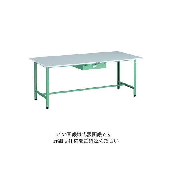 TRUSCO 軽荷重作業台(300kg)AE型 1800X900XH740 薄型1段引出し付 グリーン色 RAE-1809UDC1 1台（直送品）