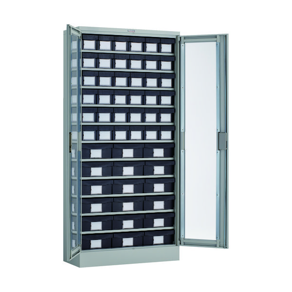 TRUSCO コンテナラックケース バンラックケース M型 両開き扉 導電引出小X36個 大X18個 H1790 TD611M-36S18L（直送品）