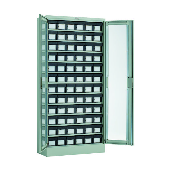 TRUSCO コンテナラックケース バンラックケース M型 両開き扉 導電引出小X72個 H1790 TD611M-72S 1台(1個)（直送品）