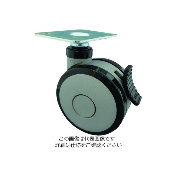 トラスコ中山 TRUSCO プレート式双輪キャスター エラストマー車輪 自在ストッパー付 Φ75 TPWES-75 1個 206-8695（直送品）