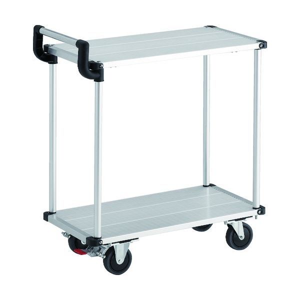 トラスコ中山 TRUSCO アルミ台車 アルパカート 省音 2段式片袖タイプ 700×360mm ストッパー付 AL22-0736S 1台（直送品）