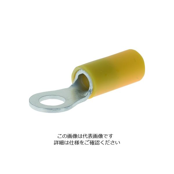 トラスコ中山 TRUSCO 絶縁被覆付圧着端子 ストレート形 丸形(100個入) T-RAV5.5-6-Y 1箱(100個)（直送品）