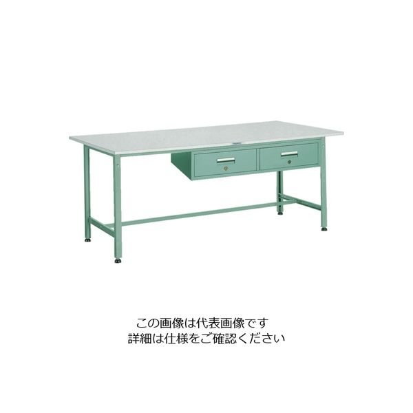トラスコ中山 TRUSCO 軽荷重作業台(300kg)AE型 1800X900XH740 2列引出付 グリーン色 AE-1809FL2 1台（直送品）
