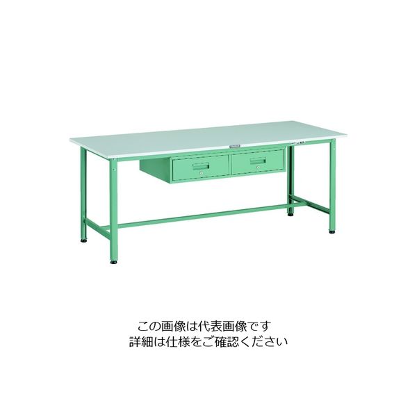 TRUSCO 軽荷重作業台(300kg)AE型 1800X750XH740 2列引出し付 グリーン色 RAE-1800FL2 1台（直送品）