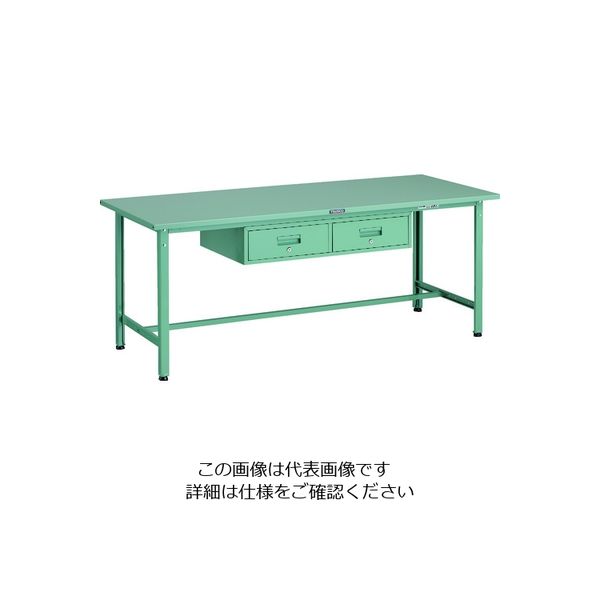 TRUSCO 軽荷重作業台(300kg)AE型 1800X750XH740 2列引出し付 グリーン色 SAE-1800FL2 1台（直送品）