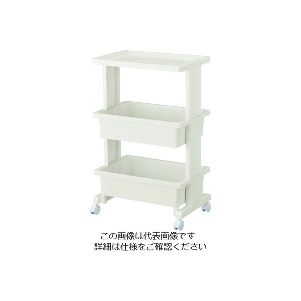 トラスコ中山 TRUSCO 組立式樹脂ワゴン 3段 (天板+トレー2段) ホワイト PWT2-W 1台 207-4078（直送品）