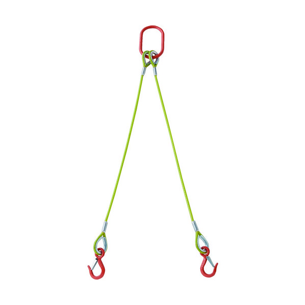 トラスコ中山 TRUSCO 2本吊玉掛ワイヤーロープスリング(カラー被覆付)アルミロックタイプ 黄透明1M TWSP2P9S1 1セット（直送品）