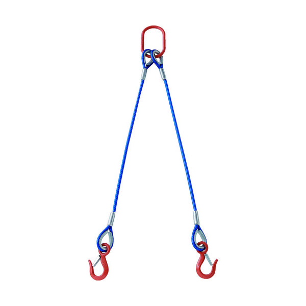 トラスコ中山 TRUSCO 2本吊玉掛ワイヤーロープスリング(カラー被覆付)アルミロックタイプ 青透明1M TWSP2P12S1 1セット（直送品）