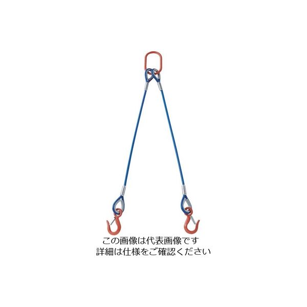 トラスコ中山 TRUSCO 2本吊玉掛ワイヤーロープスリング(カラー被覆付)アルミロックタイプ 青透明2M TWSP2P12S2 1セット（直送品）