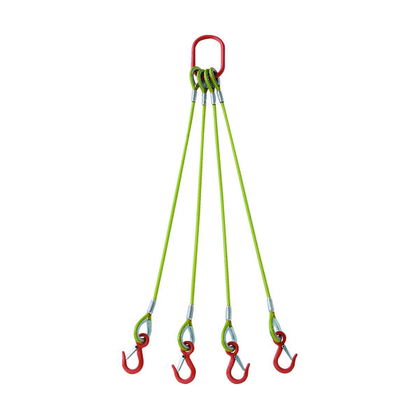 トラスコ中山 TRUSCO 4本吊玉掛ワイヤーロープスリング(カラー被覆付)アルミロックタイプ 黄透明1.5M TWSP4P9S1.5 1セット（直送品）