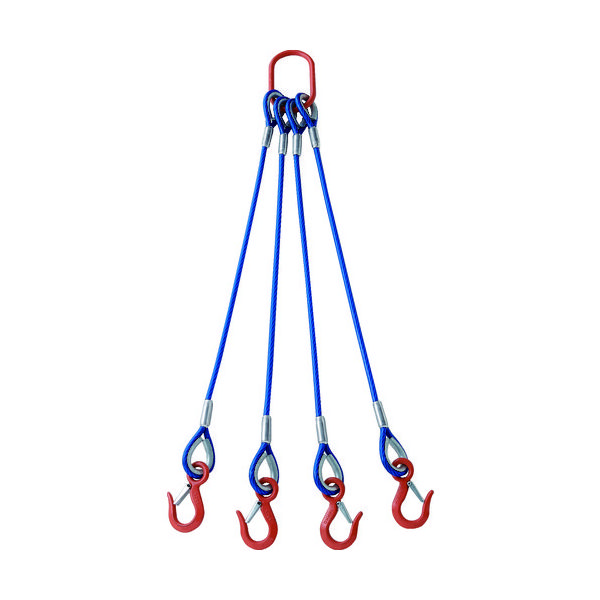 トラスコ中山 TRUSCO 4本吊玉掛ワイヤロープスリング(カラー被覆付)アルミロックタイプ 青透明2M TWSP4P12S2 1セット（直送品）