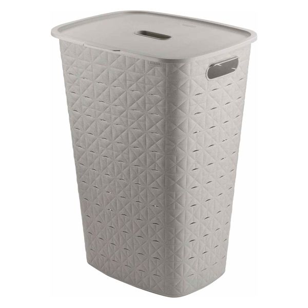 CURVER Softex(ソフテックス) ふた付きバスケット 56L グレーベージュ 1個