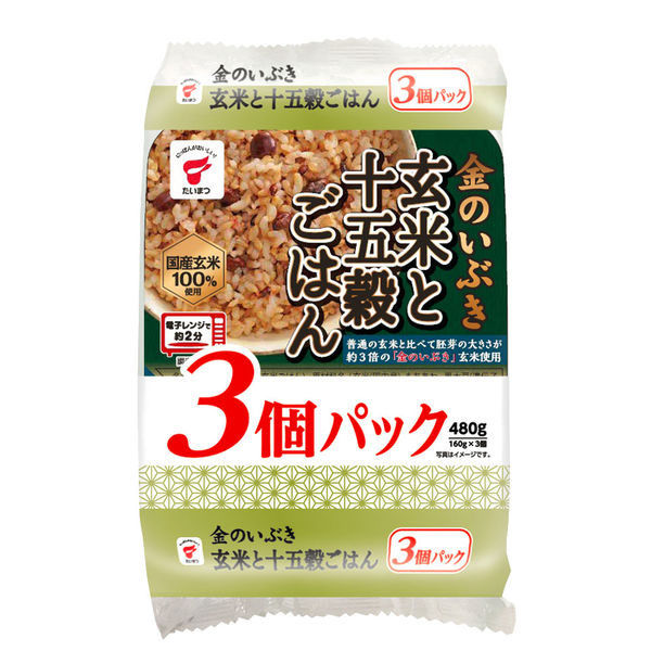 パックごはん 3食 金のいぶき玄米と十五穀ごはん3食 1パック　たいまつ食品 　米加工品　包装米飯（わけあり品）