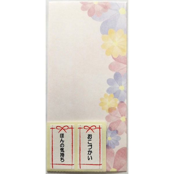 スズキ紙工 金封 千型ぽち袋 水彩 花 3枚入 ス-1027 1セット(20