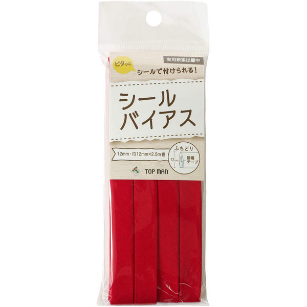 地球商事(株)大阪営業所 トップマン工業 シールバイアステープ レッド 巾12mm×2.5m巻 TM008-6 1セット(5枚入)（直送品）