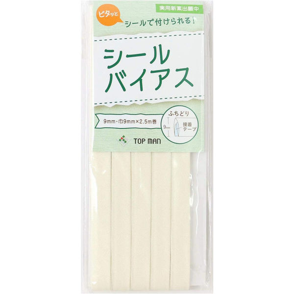 地球商事(株)大阪営業所 トップマン工業株式会社 シールバイアス 9mm巾 アイボリー TM012-1 1セット(5枚入)（直送品）