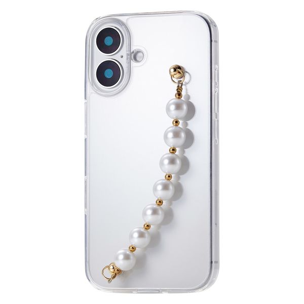 iPhone16 ケース ハイブリッド 衝撃吸収 ハンドバンド付 クリア×パールバンド PM-A24AHVHB01 エレコム 1個（直送品）