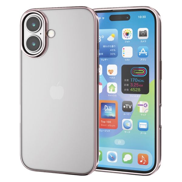 iPhone16 ケース ソフト 衝撃吸収 薄型 メタリックピンク PM-A24AUCTMPN エレコム 1個（直送品）