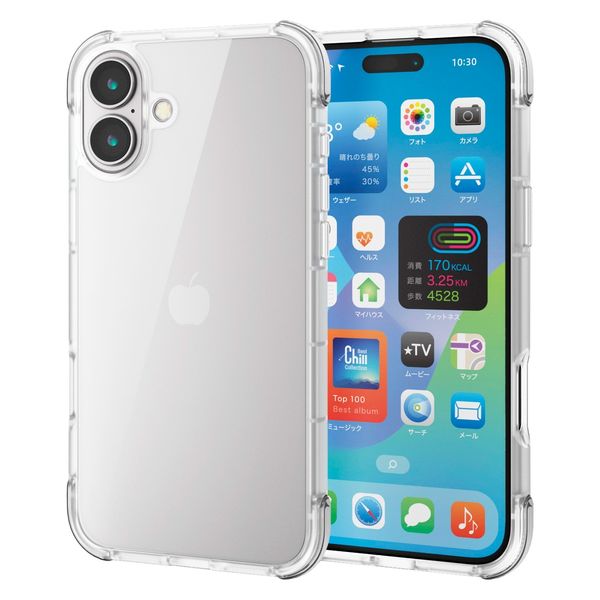 iPhone16 Plus ケース ハイブリッド 衝撃吸収 軽量 クリア×クリア PM-A24BHVAIRCR エレコム 1個（直送品）
