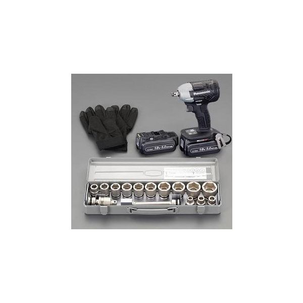 エスコ DC18.0V(1/2”DR) インパクトレンチセット(充電式) EA813PD-111B 1セット（直送品） 64,495円