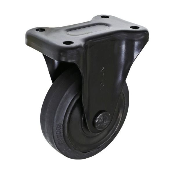 シシク プレート式キャスター(プレス製ゴム車輪) 固定 径130mm ブラックキャスター BKWK-130 1個（直送品）