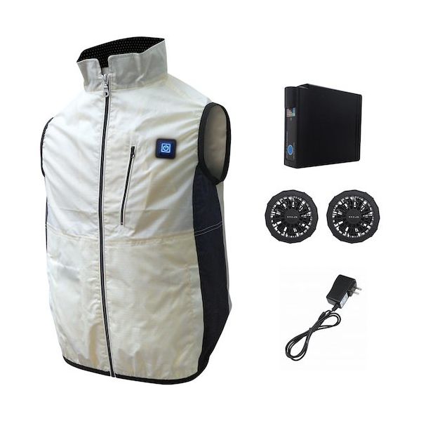 7.4V胸スイッチ式空調ベストR(フルハーネス対応)フルセット ホワイト LLーXLサイズ MESH-BR-060-LLXL-WH 1式（直送品）